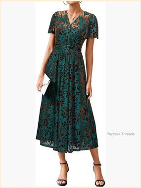 Velvet Maxi Formal Dress V-Neck Short Sleeve High Waist Maternity